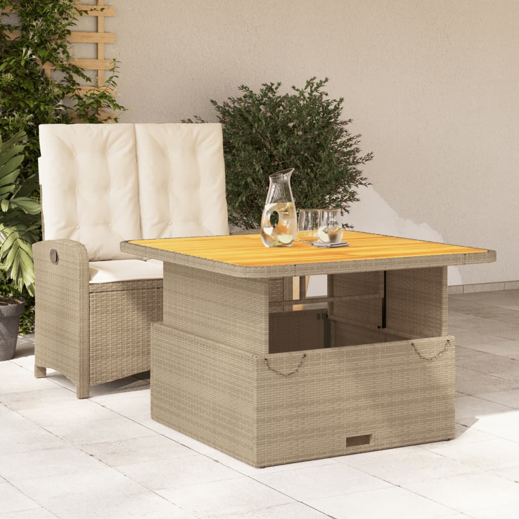 2-delige Tuinset met kussens poly rattan beige – afbeelding 1