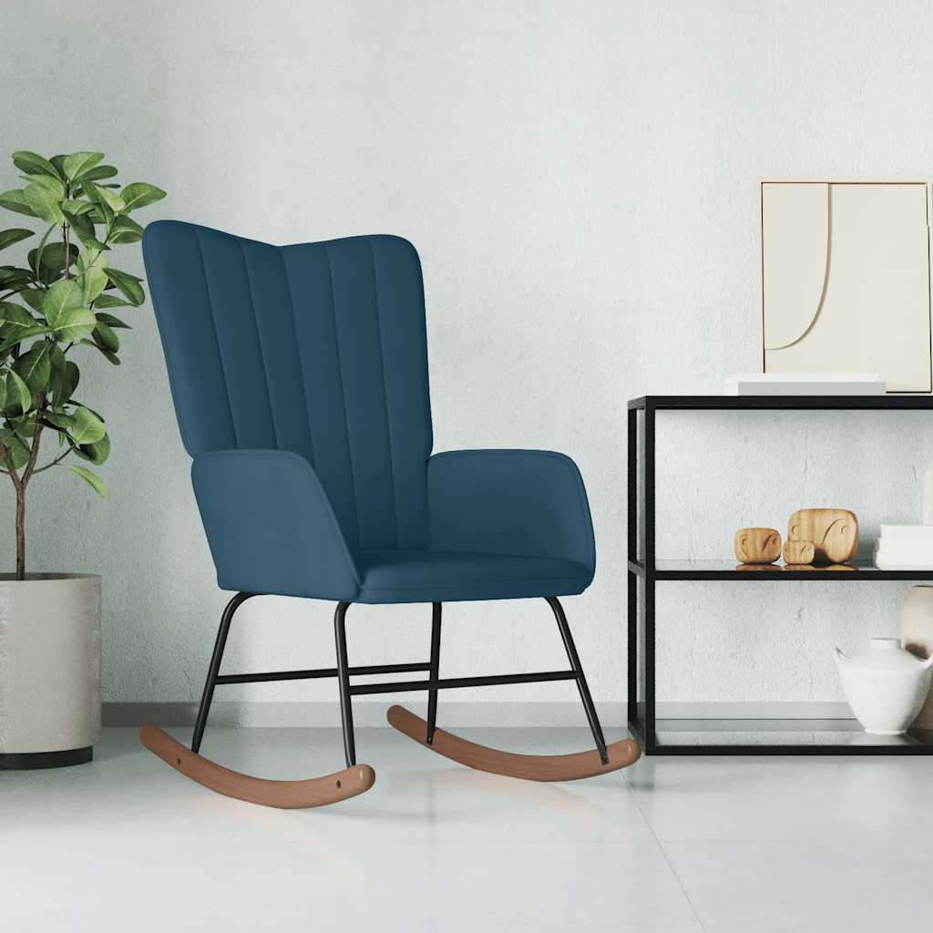 Schommelstoel fluweel blauw