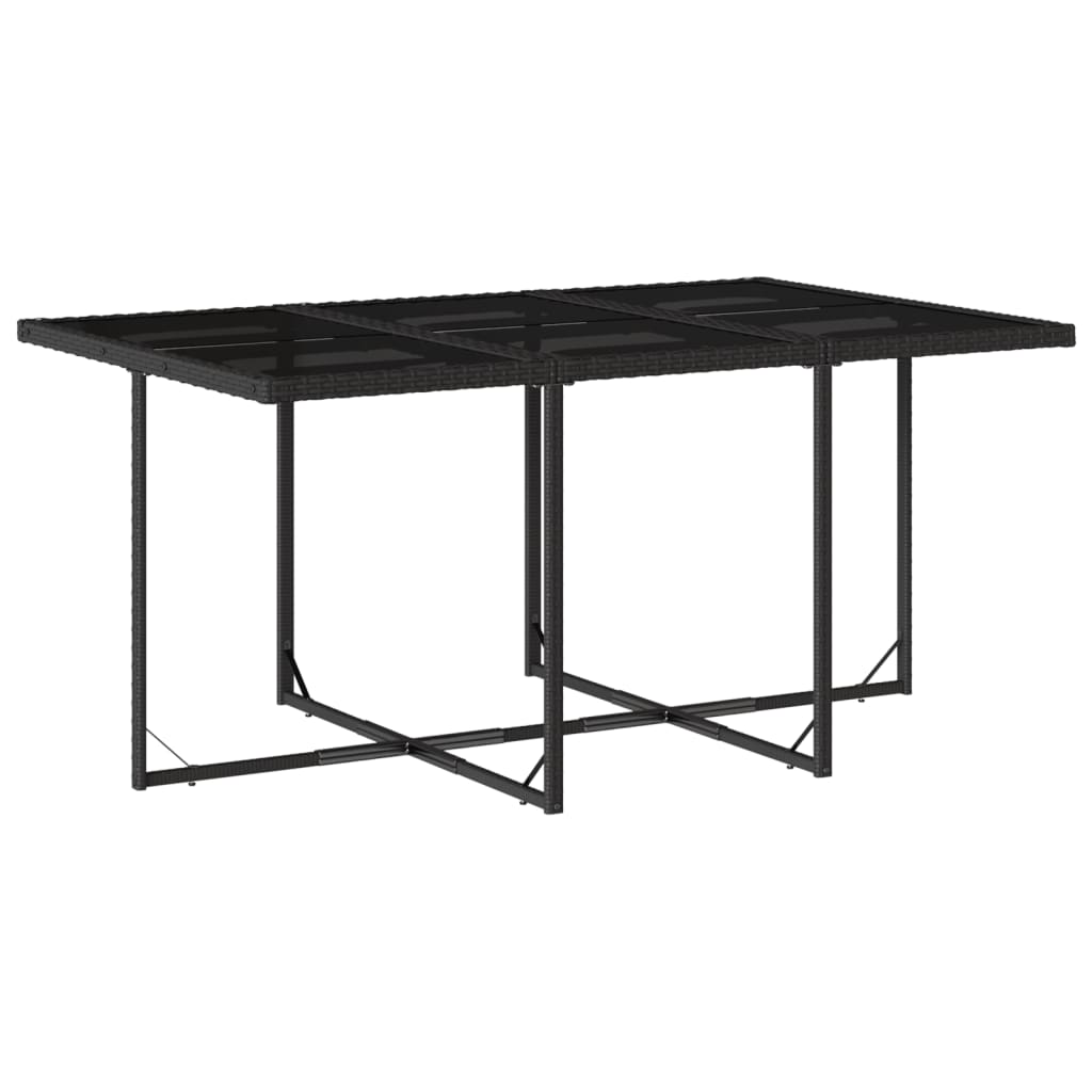7-delige Tuinset met kussens poly rattan zwart – afbeelding 4