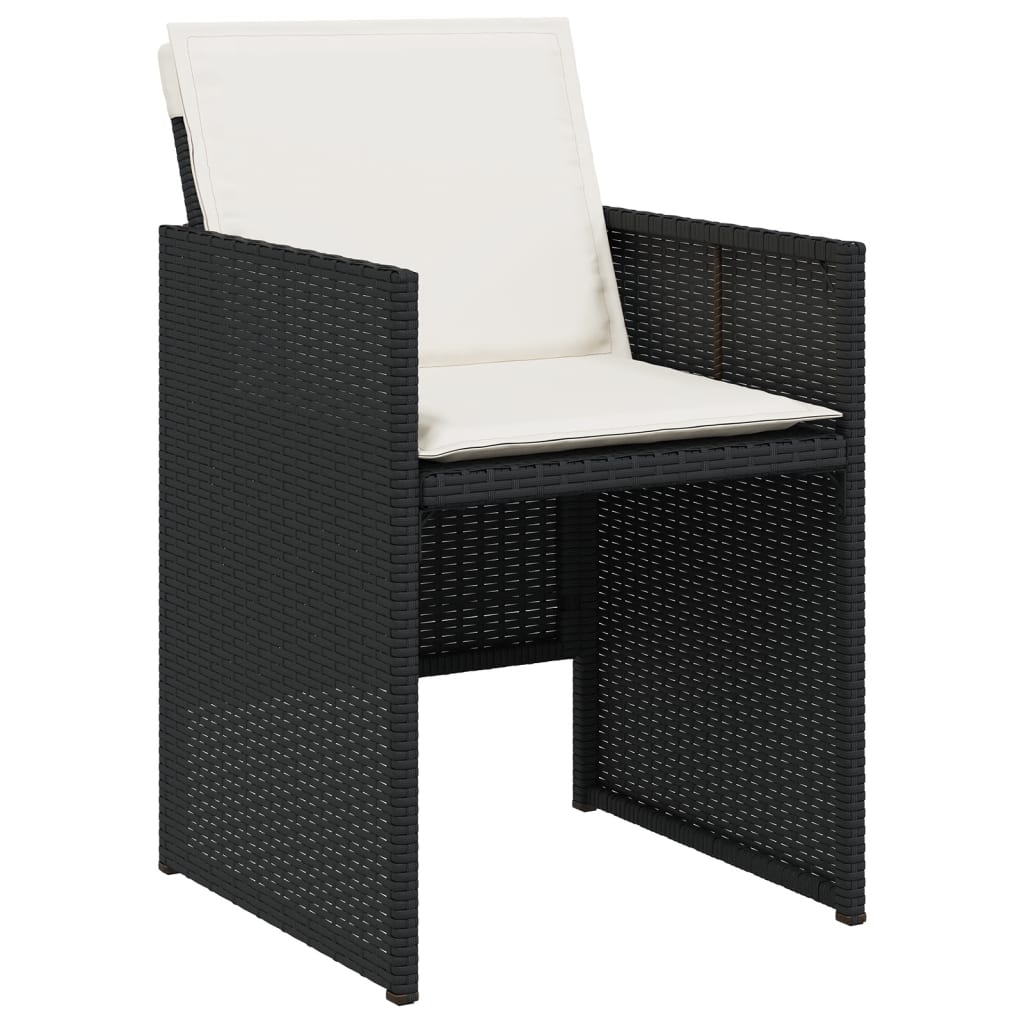 7-delige Tuinset met kussens poly rattan zwart – afbeelding 5