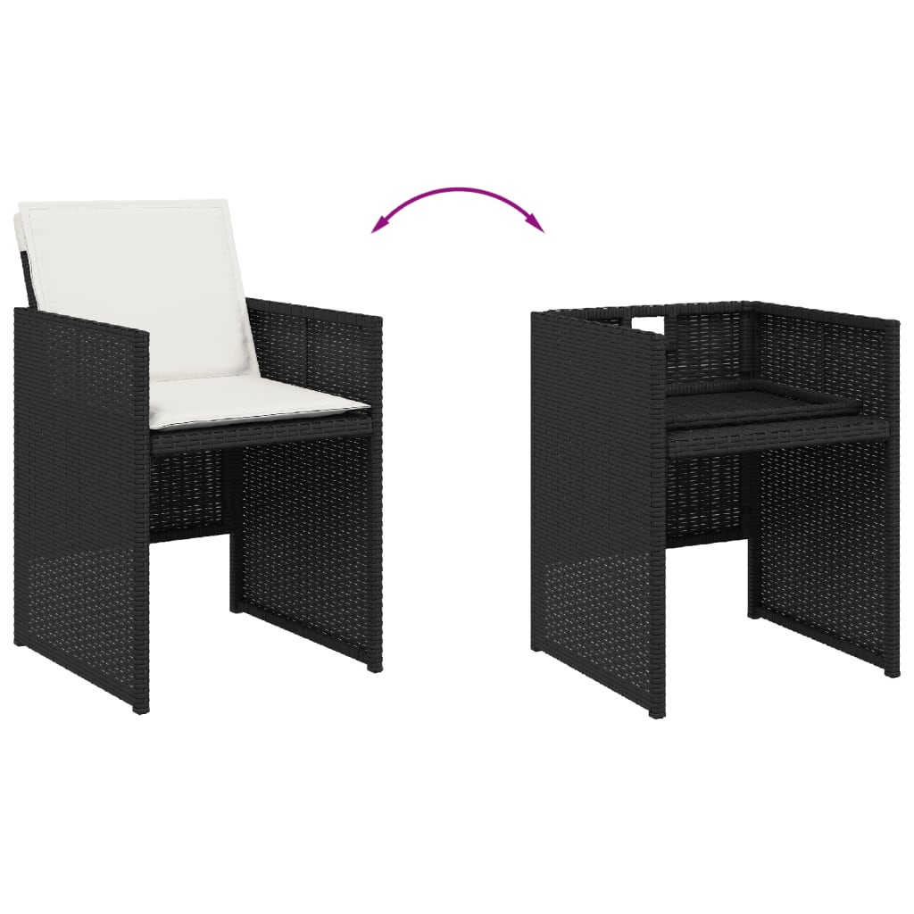 7-delige Tuinset met kussens poly rattan zwart – afbeelding 6