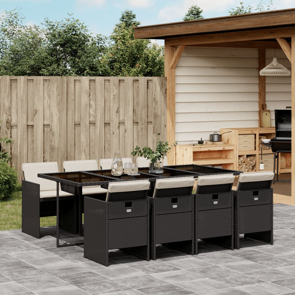 9-delige Tuinset poly rattan zwart – afbeelding 1