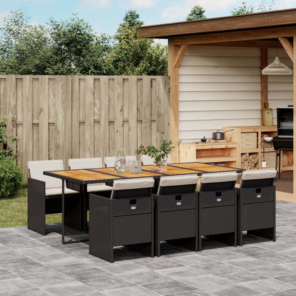 9-delige Tuinset poly rattan zwart – afbeelding 1