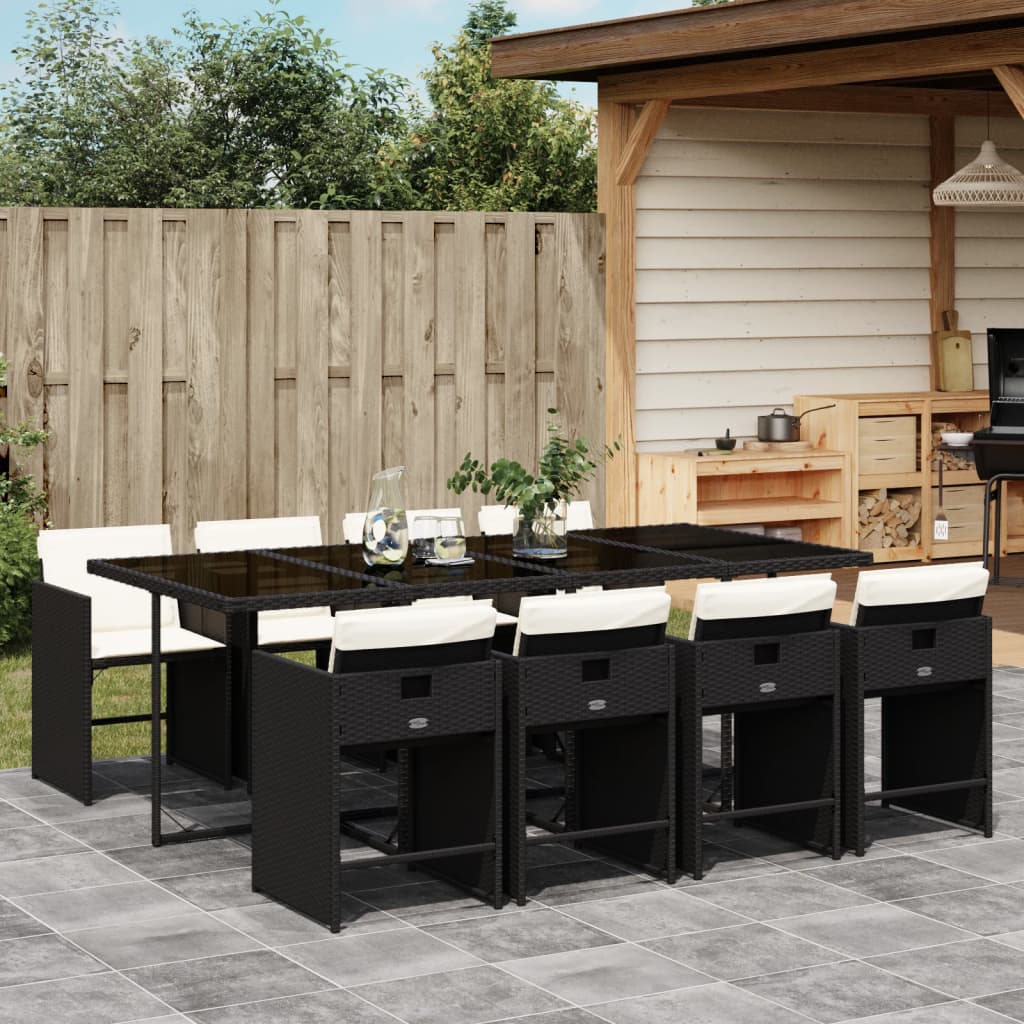 9-delige Tuinset poly rattan zwart – afbeelding 1