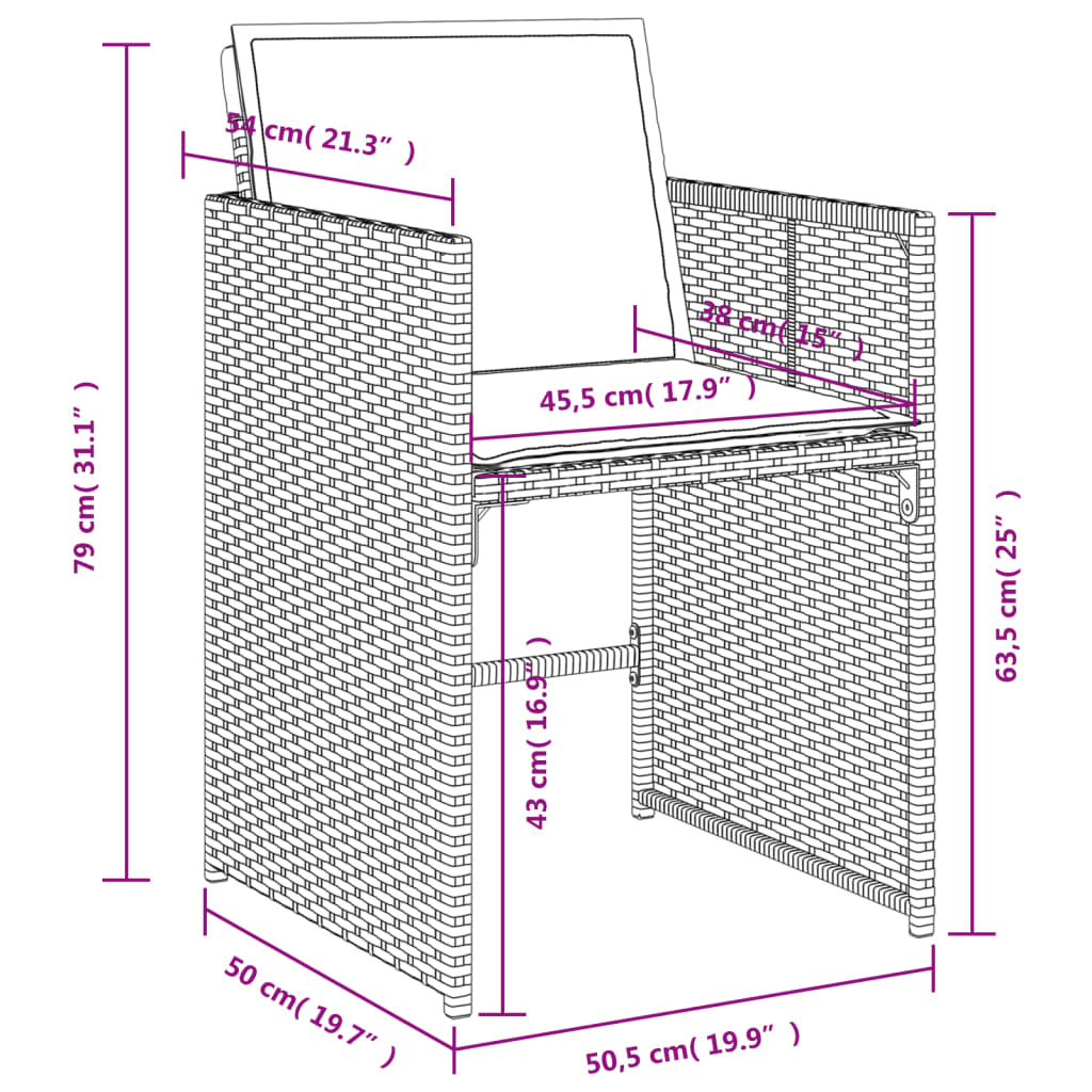 9-delige Tuinset poly rattan zwart – afbeelding 10