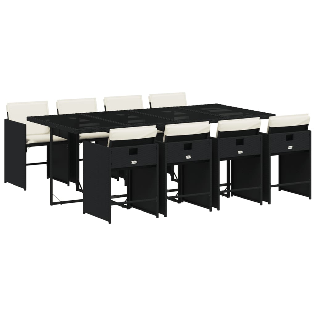 9-delige Tuinset poly rattan zwart – afbeelding 2