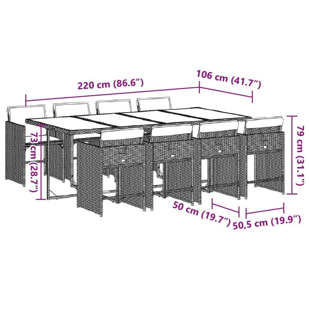9-delige Tuinset poly rattan zwart – afbeelding 9