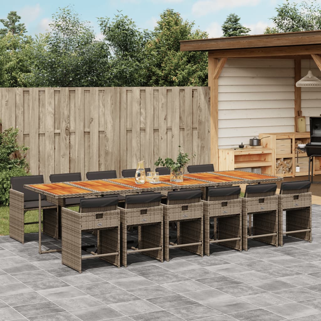 13-delige Tuinset met kussens poly rattan grijs – afbeelding 1