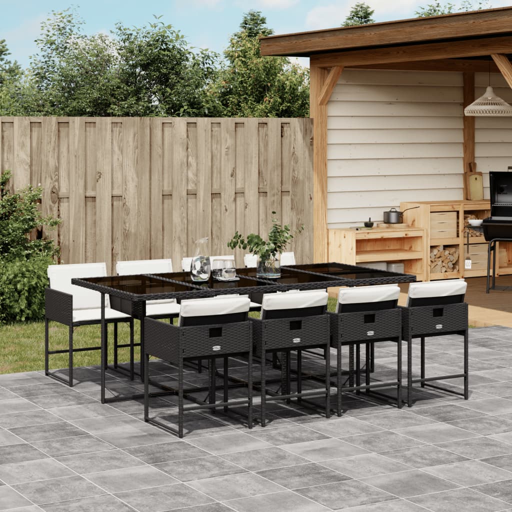 9-delige Tuinset poly rattan zwart – afbeelding 1