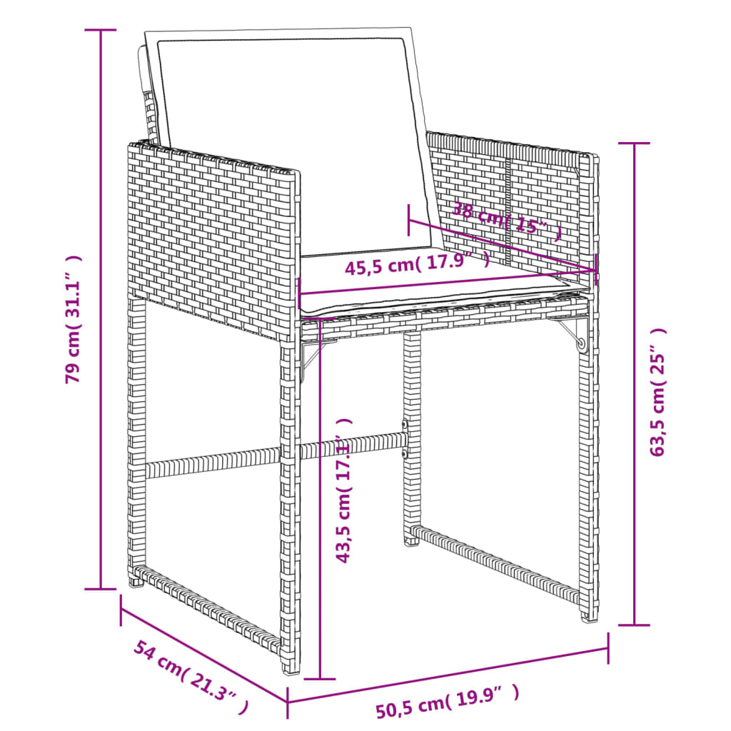 9-delige Tuinset poly rattan zwart – afbeelding 10