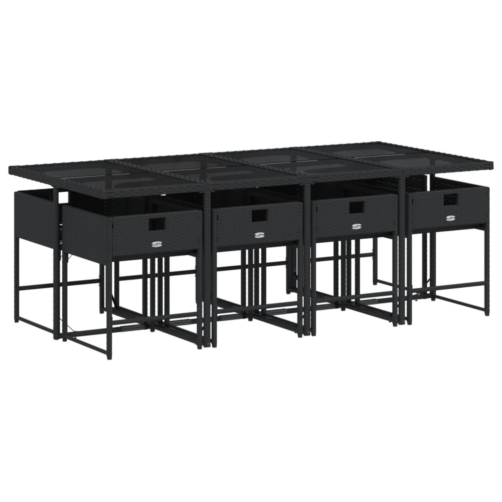 9-delige Tuinset poly rattan zwart – afbeelding 4