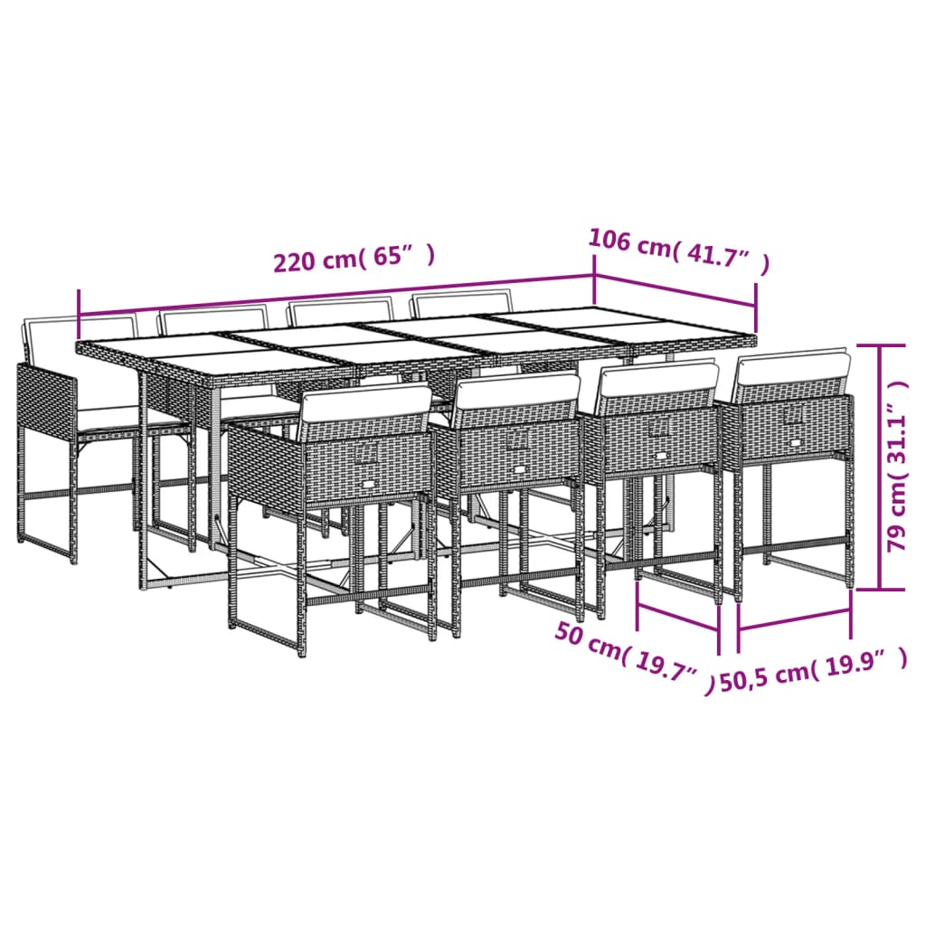 9-delige Tuinset poly rattan zwart – afbeelding 9