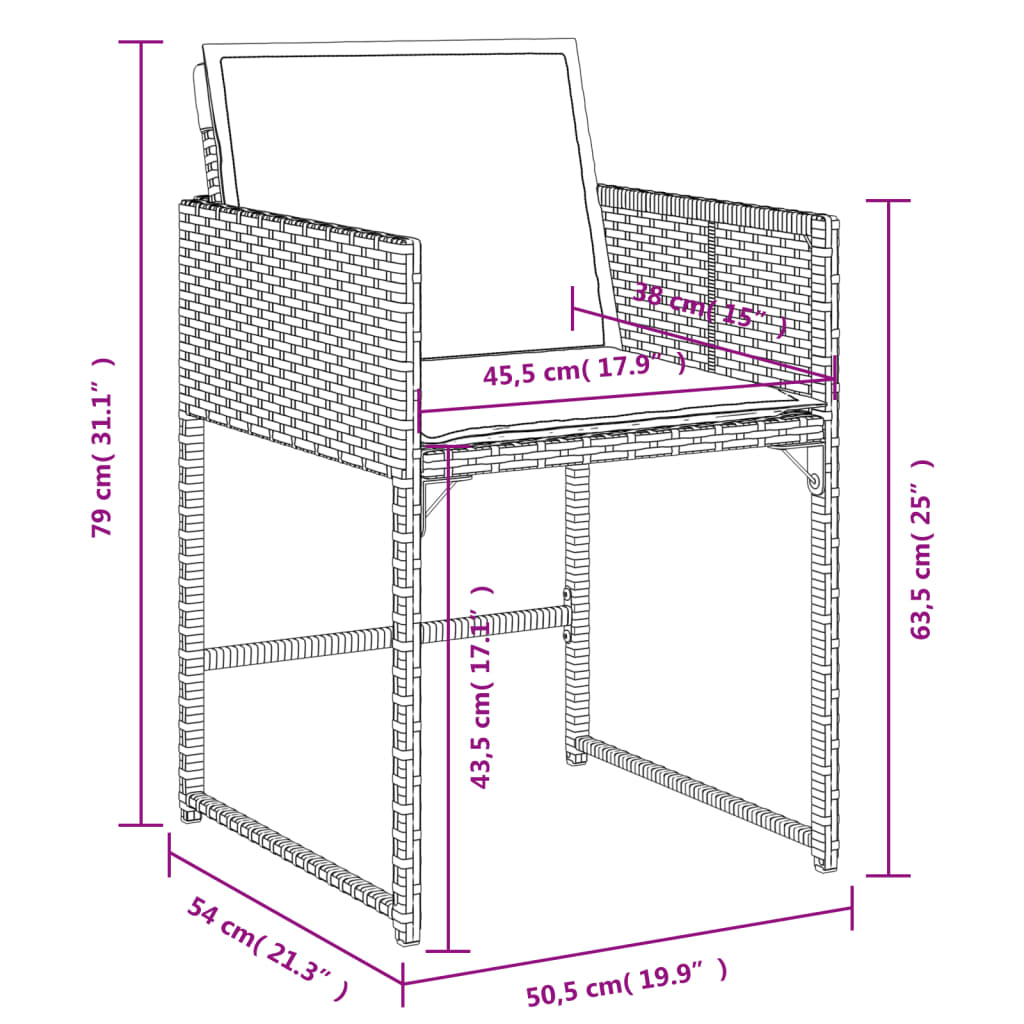 11-delige Tuinset met kussens poly rattan beige – afbeelding 10