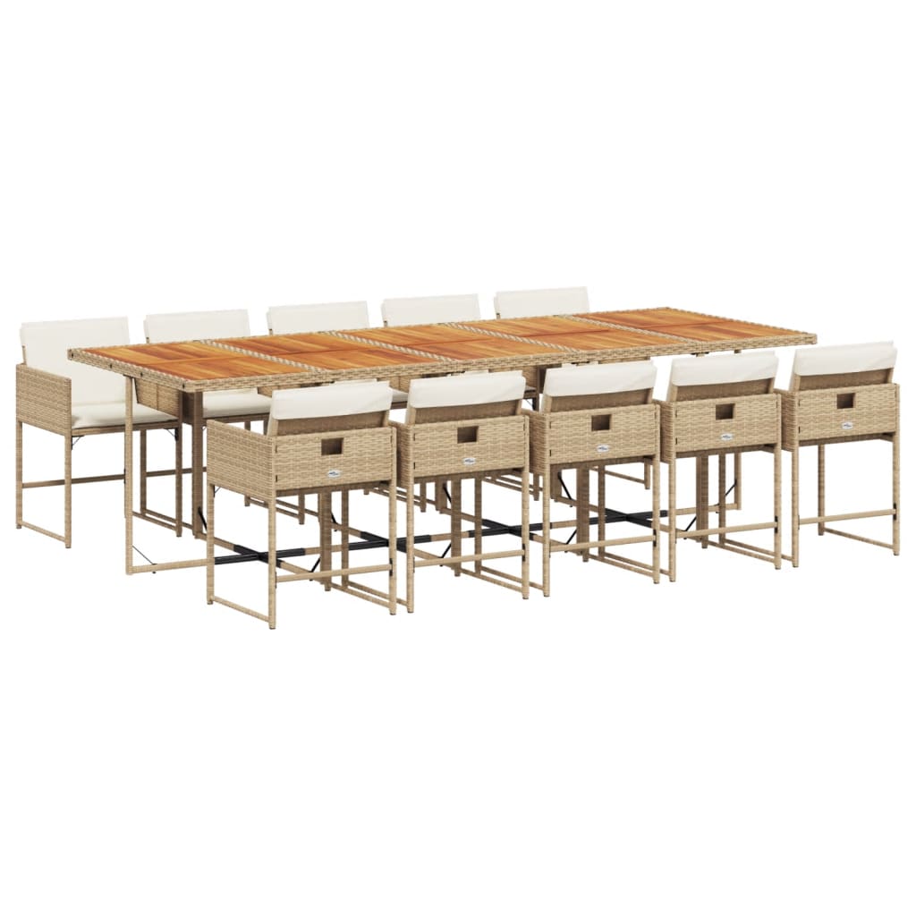 11-delige Tuinset met kussens poly rattan beige – afbeelding 2