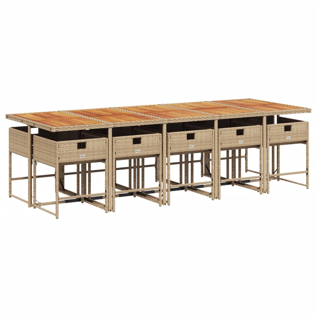 11-delige Tuinset met kussens poly rattan beige – afbeelding 5