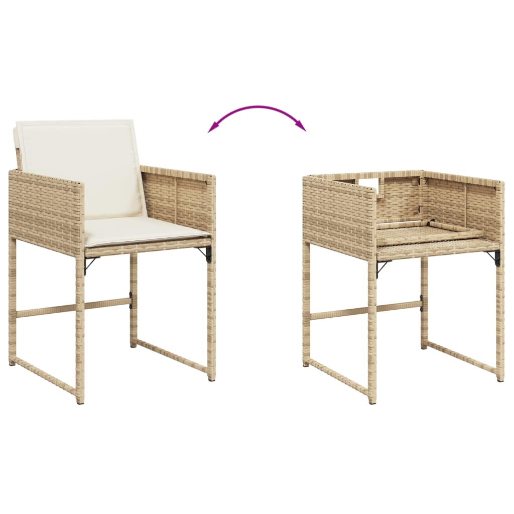 11-delige Tuinset met kussens poly rattan beige – afbeelding 8