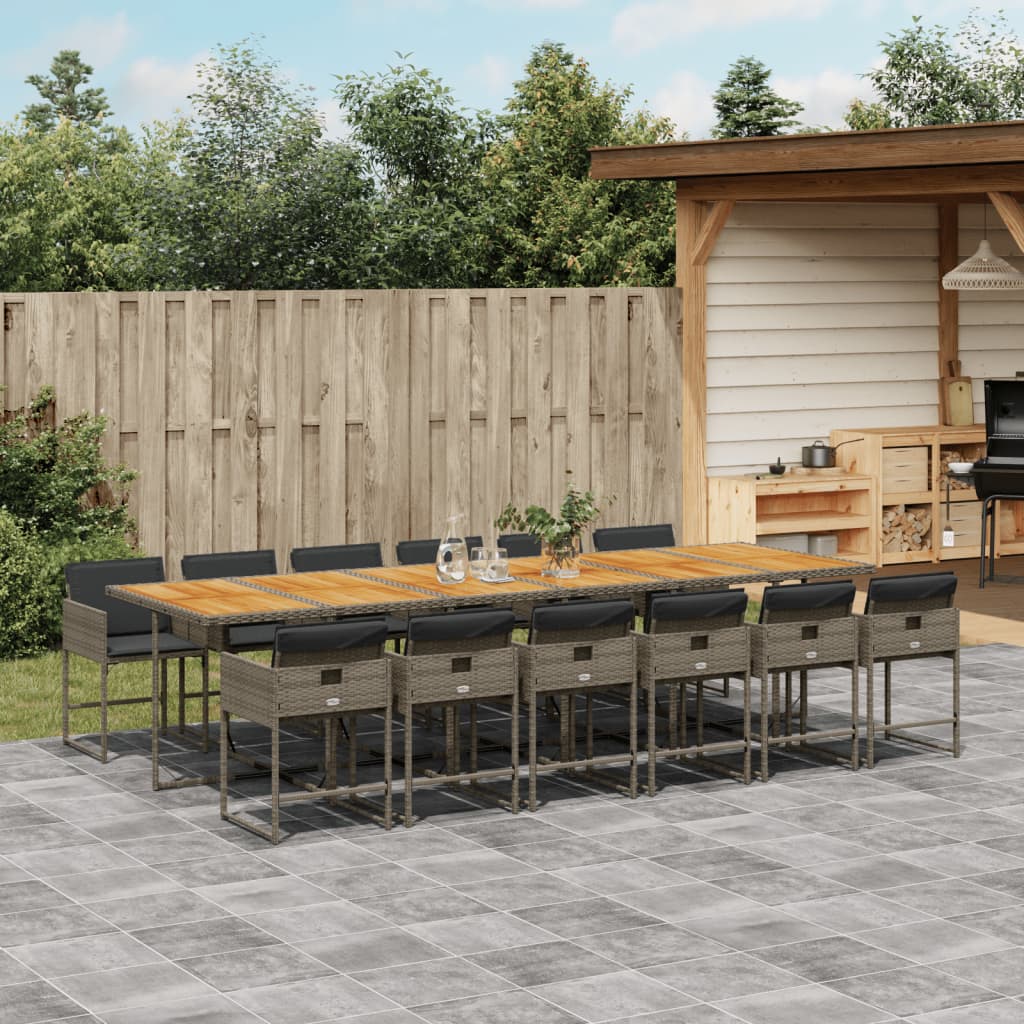 13-delige Tuinset met kussens poly rattan grijs – afbeelding 1