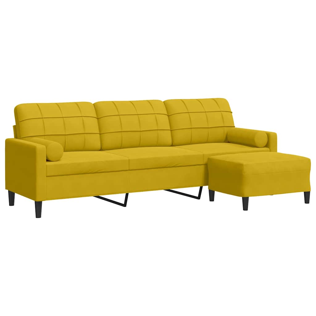 3-zitsbank met voetenbank 210 cm fluweel geel – afbeelding 2