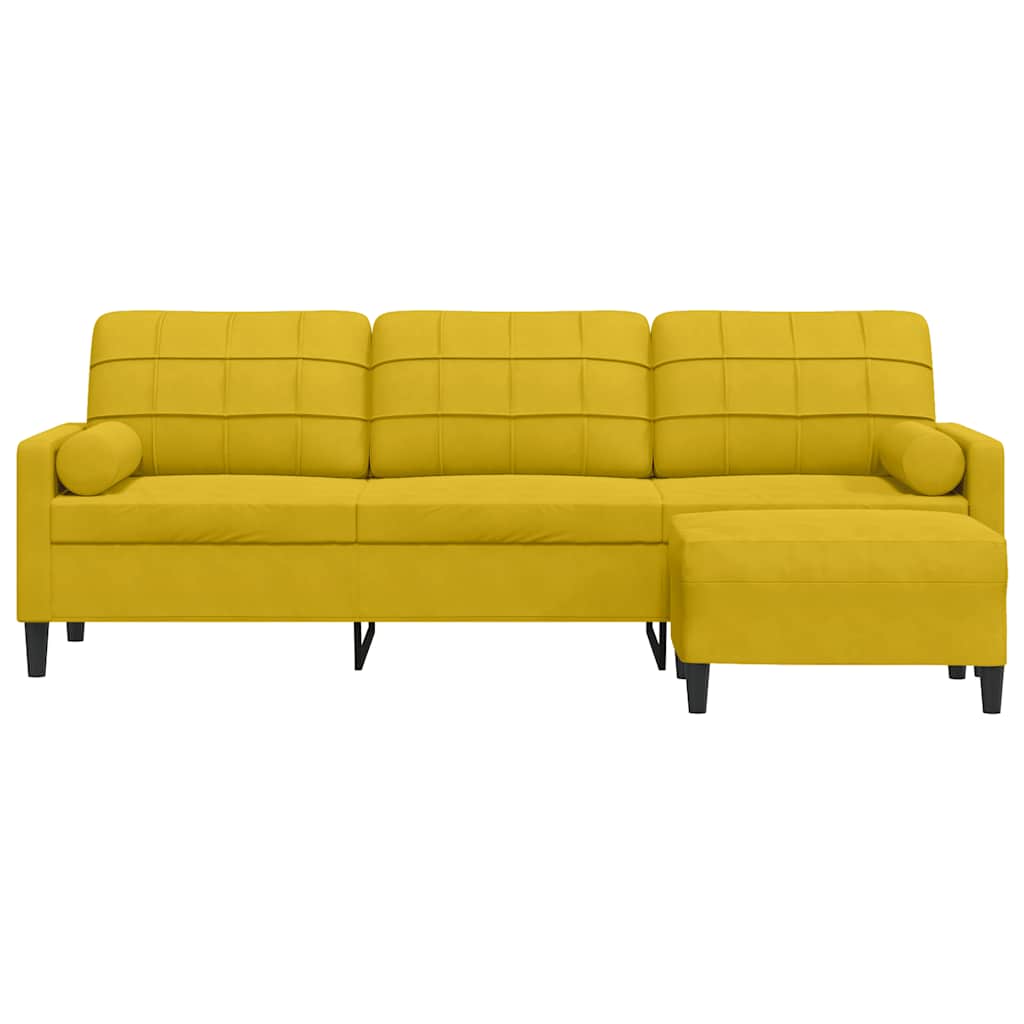 3-zitsbank met voetenbank 210 cm fluweel geel – afbeelding 3