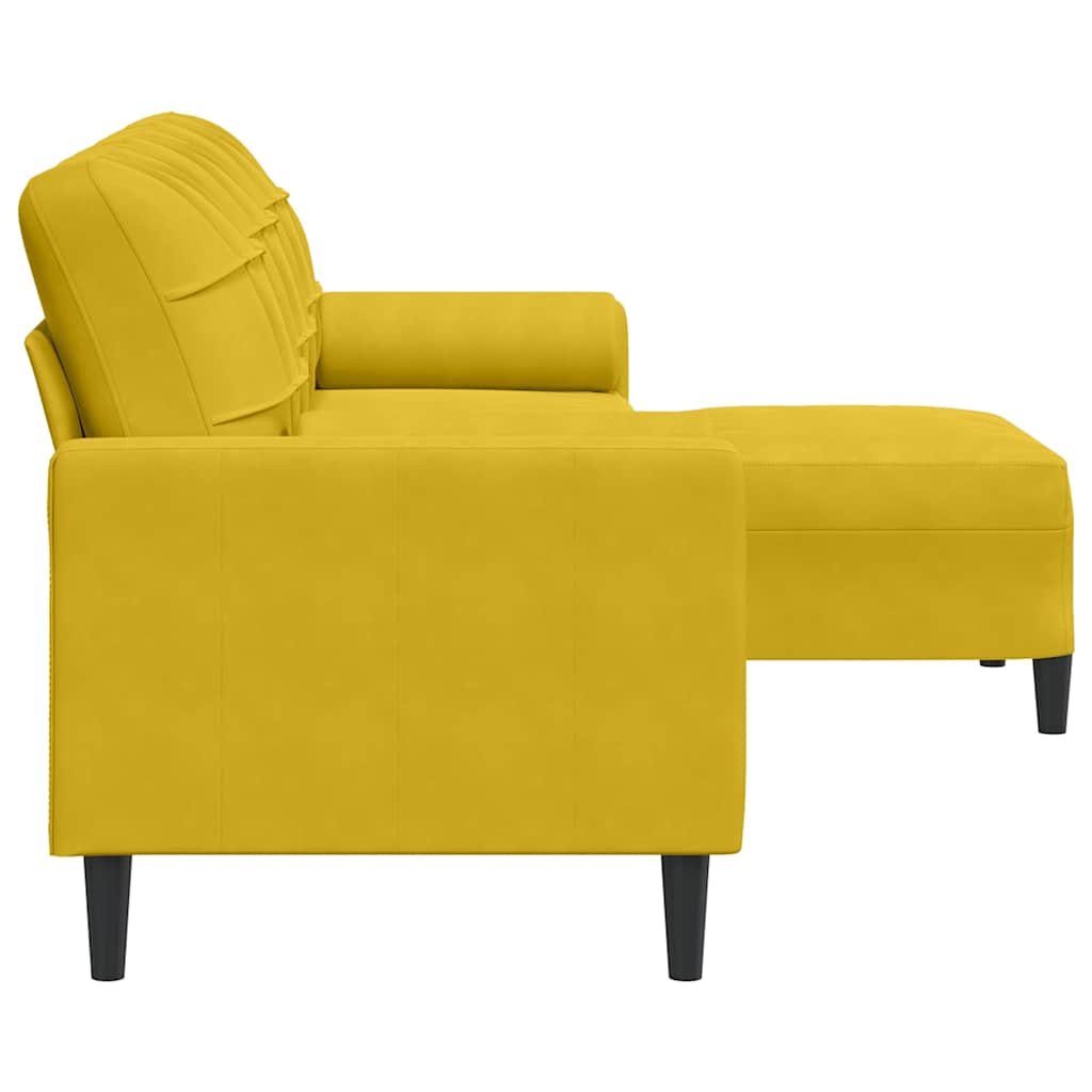 3-zitsbank met voetenbank 210 cm fluweel geel – afbeelding 4
