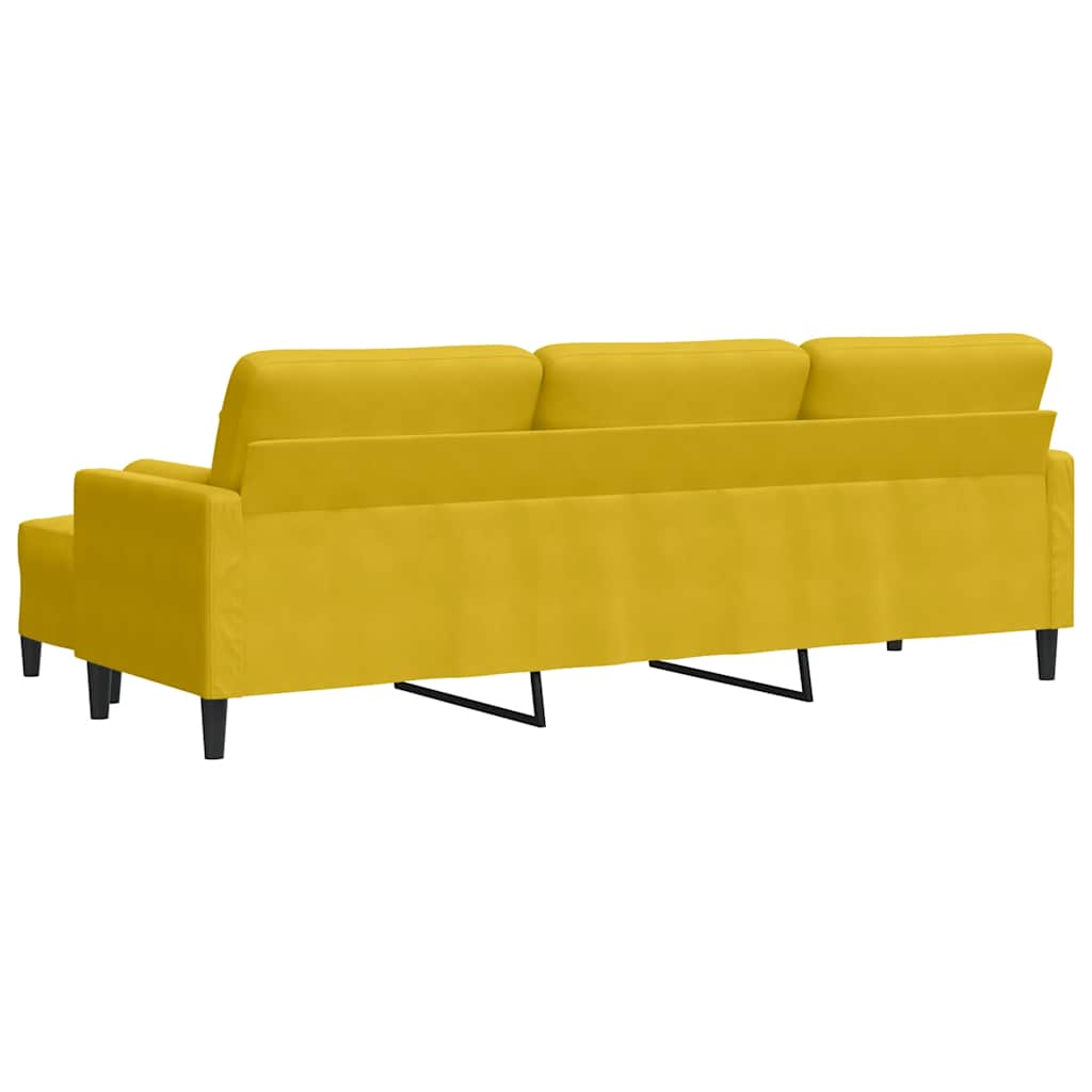 3-zitsbank met voetenbank 210 cm fluweel geel – afbeelding 5