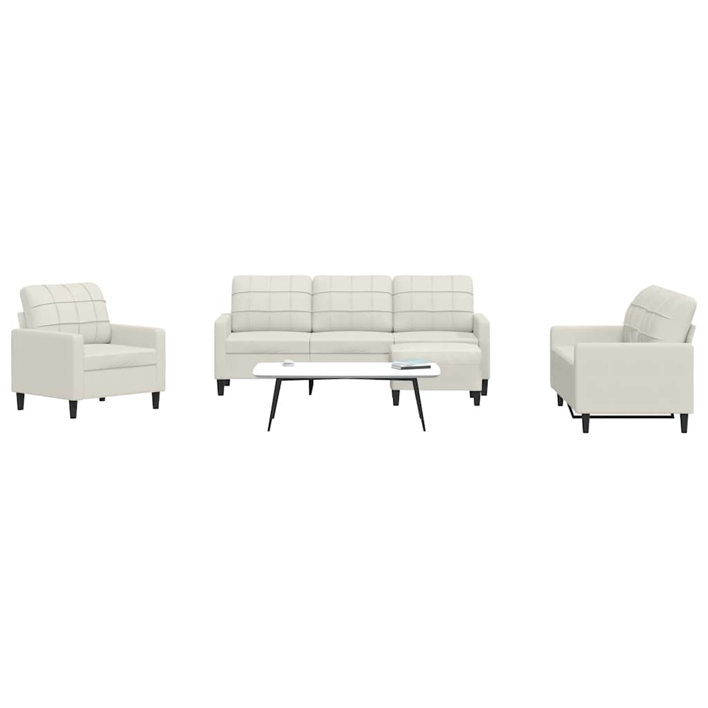 4-delige Loungeset met kussens fluweel crèmekleurig – afbeelding 1