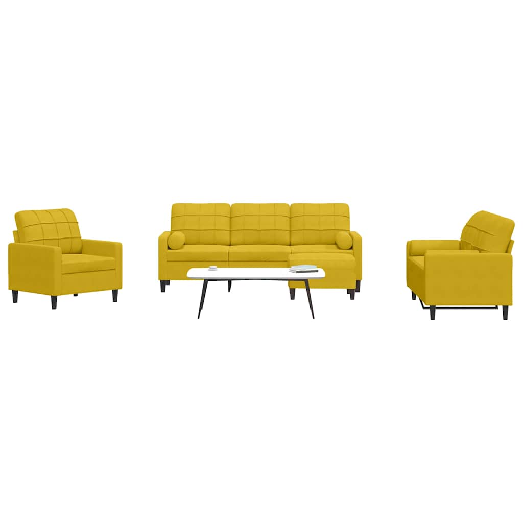4-delige Loungeset met kussens en bolsters fluweel geel – afbeelding 1