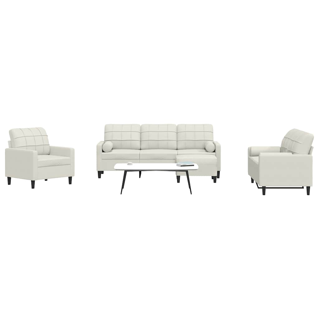 4-delige Loungeset met kussens en bolsters fluweel crèmekleurig