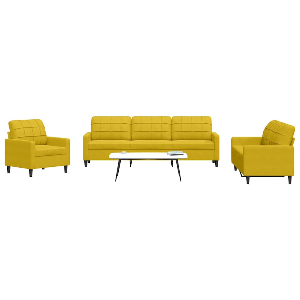4-delige Loungeset met kussens fluweel geel – afbeelding 1