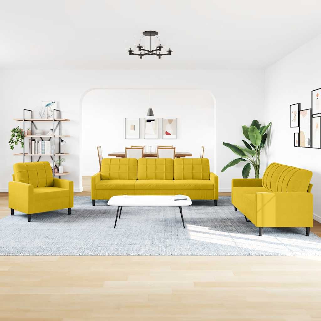 4-delige Loungeset met kussens fluweel geel – afbeelding 3