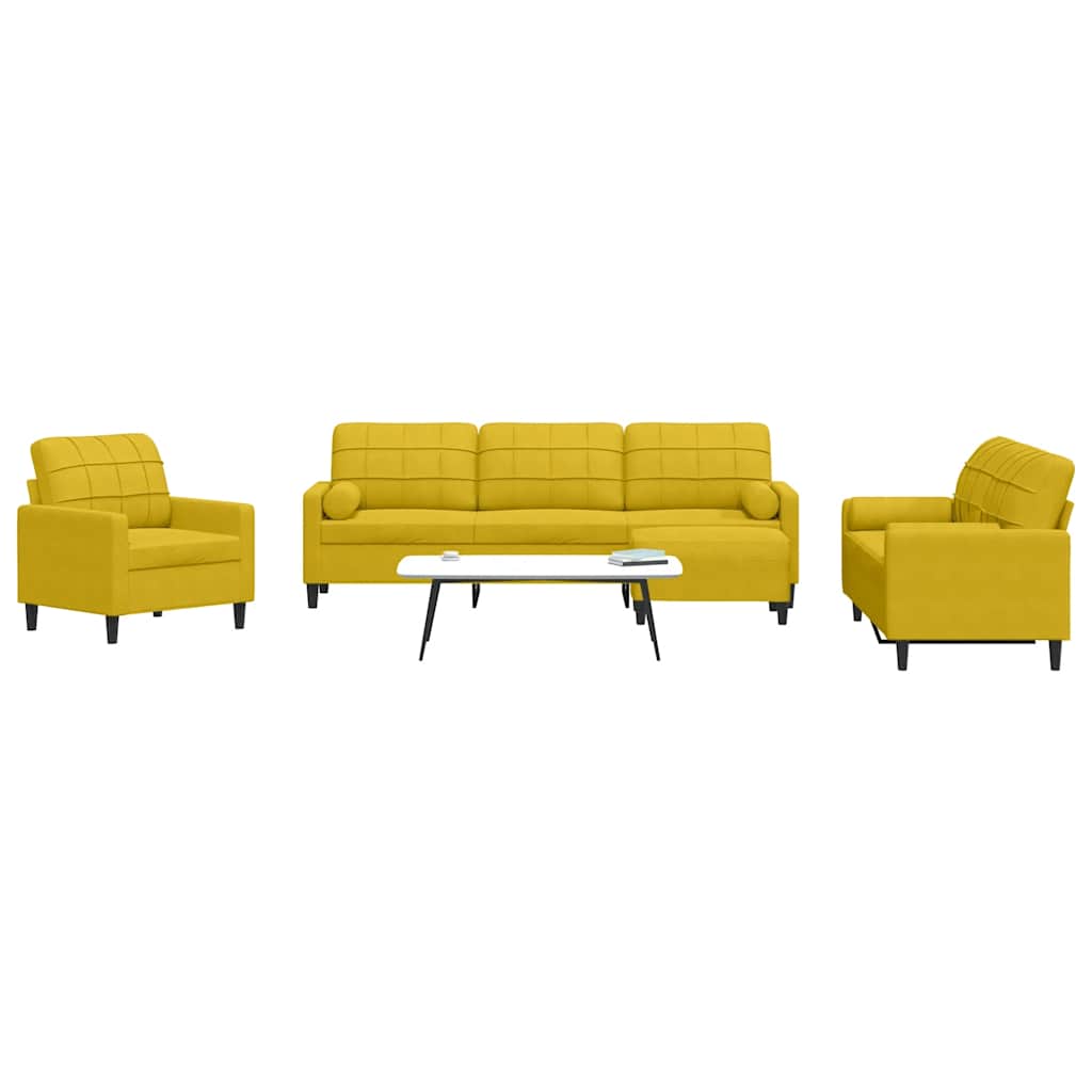 4-delige Loungeset met kussens en bolsters fluweel geel – afbeelding 1