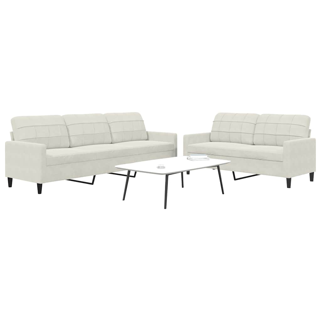 2-delige Loungeset met kussens fluweel crèmekleurig