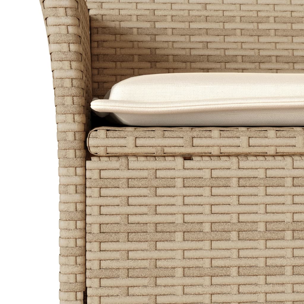 5-delige Tuinset met kussens poly rattan en glas beige – afbeelding 5