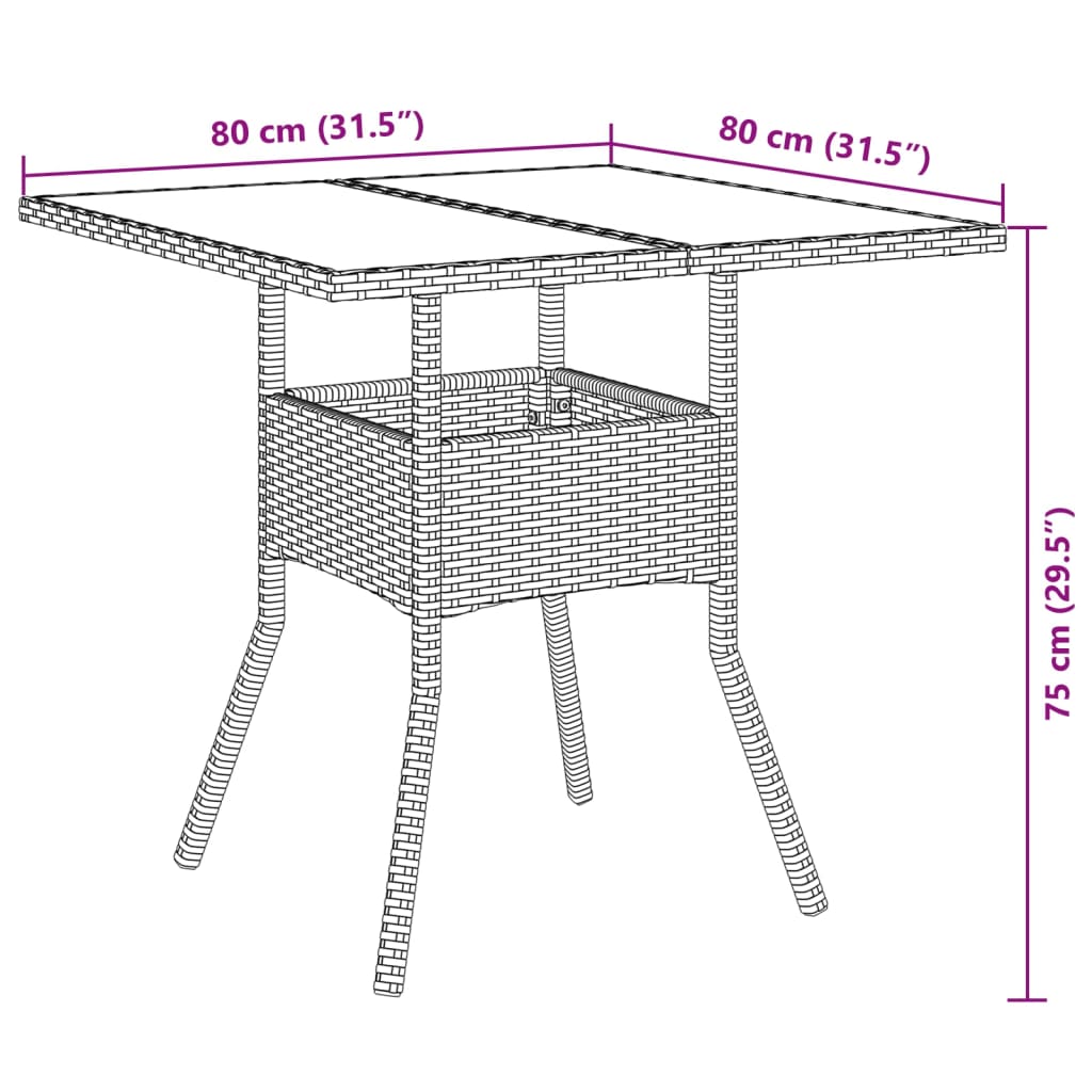 5-delige Tuinset met kussens poly rattan en glas beige – afbeelding 9