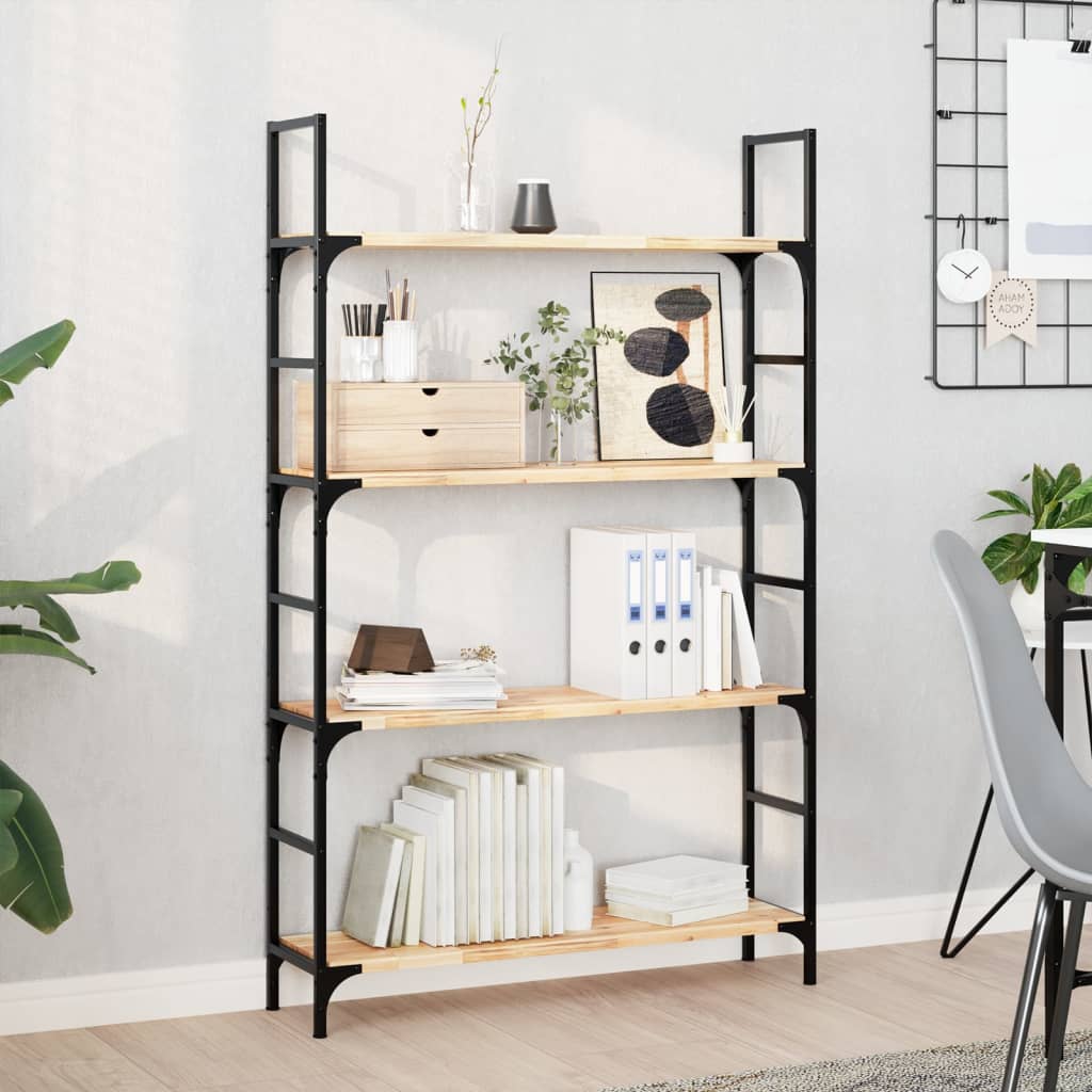 Wandschappen 4 st zwevend 100x20x2 cm onbehandeld acaciahout