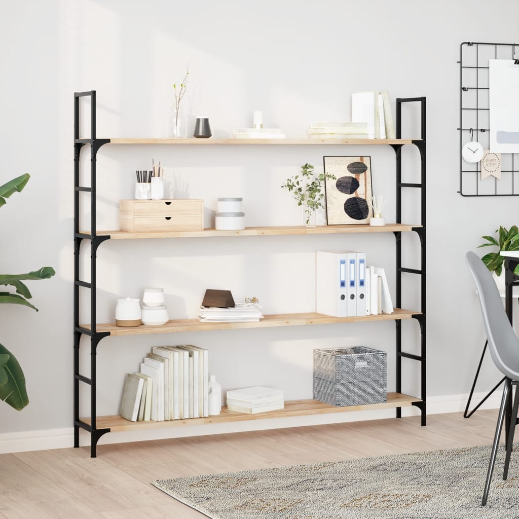 Wandschappen 4 st zwevend 140x20x2 cm onbehandeld acaciahout