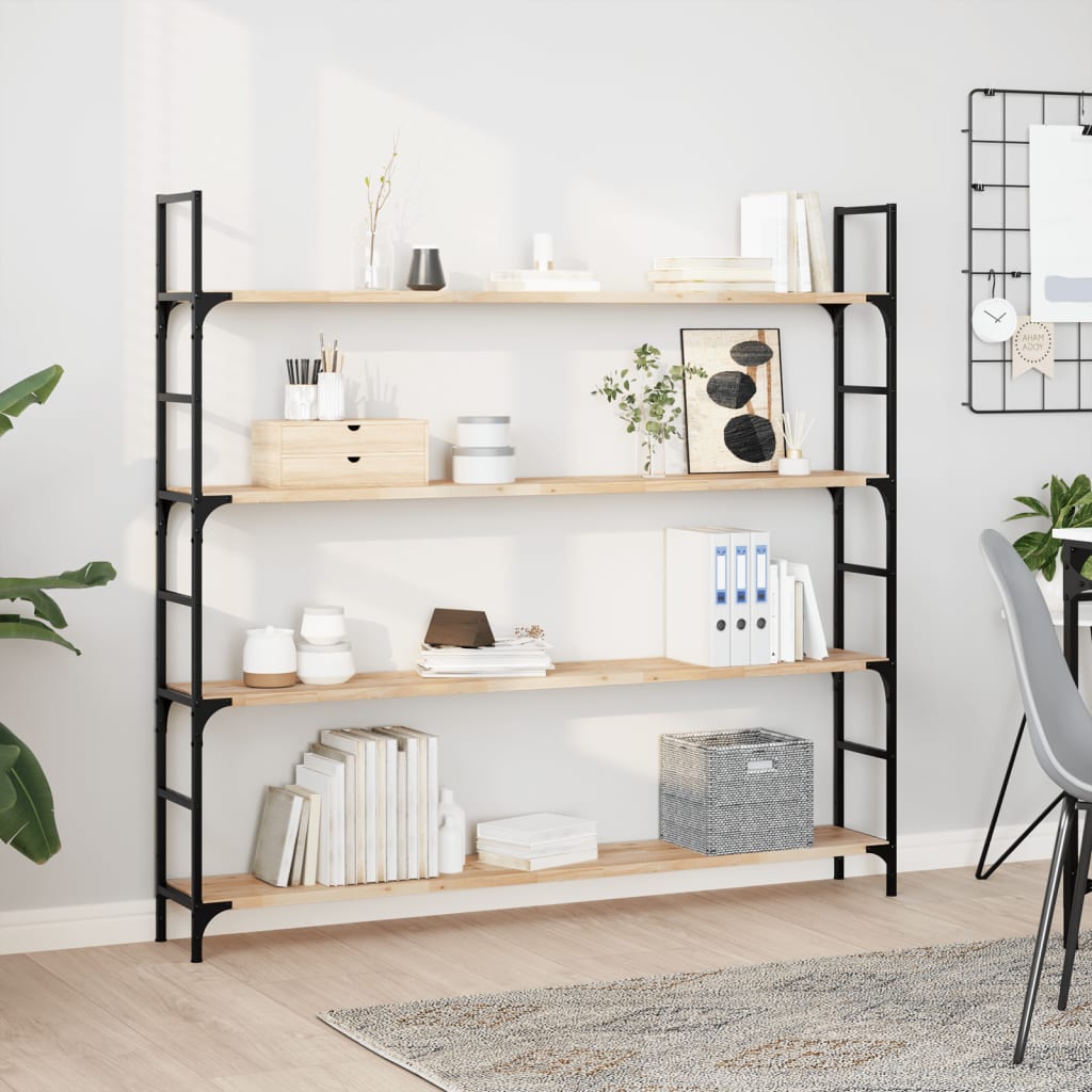 Wandschappen 4 st zwevend 160x20x2 cm onbehandeld acaciahout – afbeelding 1