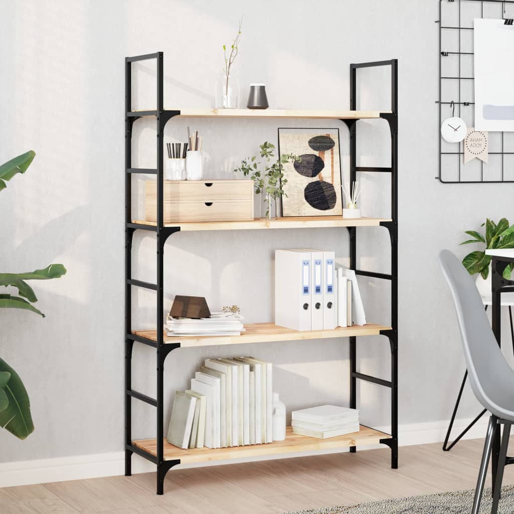 Wandschappen 4 st zwevend 100x30x2 cm onbehandeld acaciahout