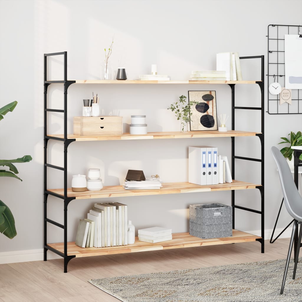 Wandschappen 2 st zwevend 120x40x2 cm onbehandeld acaciahout – afbeelding 1