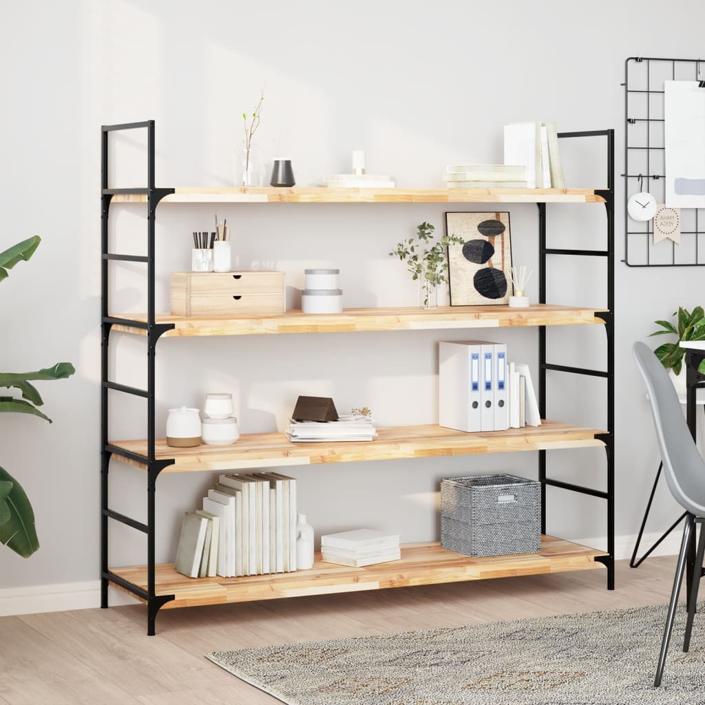 Wandschappen 3 st zwevend 120x40x4 cm onbehandeld acaciahout – afbeelding 1