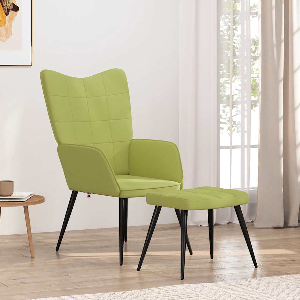 Relaxstoel met voetenbank stof groen