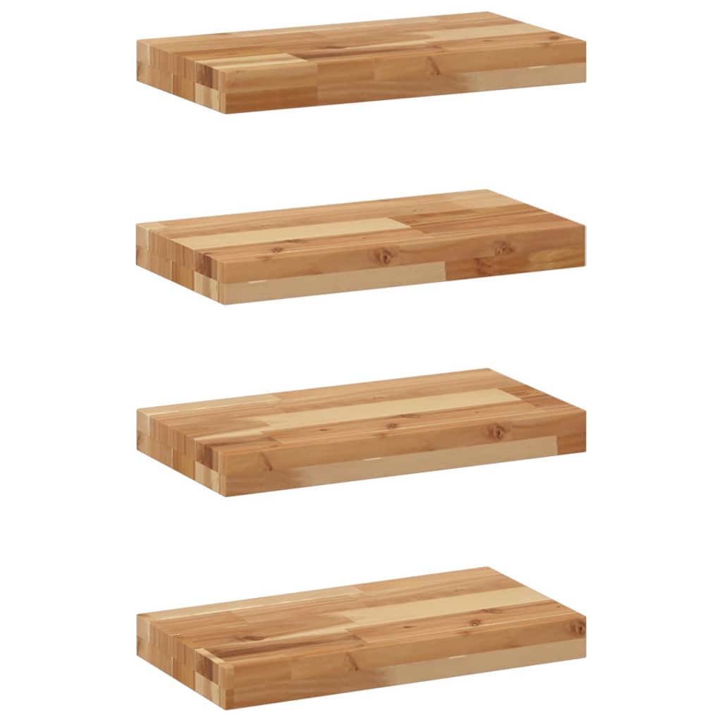 Wandschappen 4 st zwevend olieafwerking 60x20x4 cm acaciahout – afbeelding 2