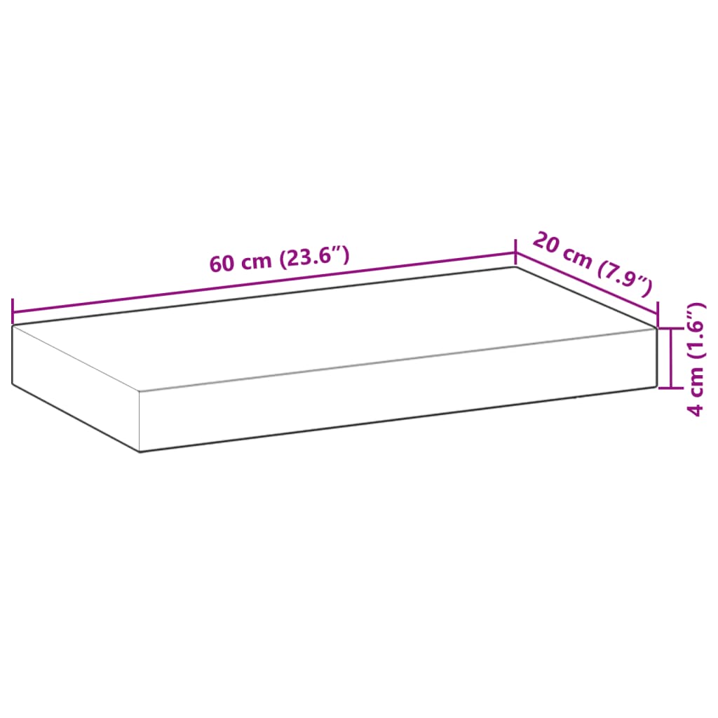 Wandschappen 4 st zwevend olieafwerking 60x20x4 cm acaciahout – afbeelding 9