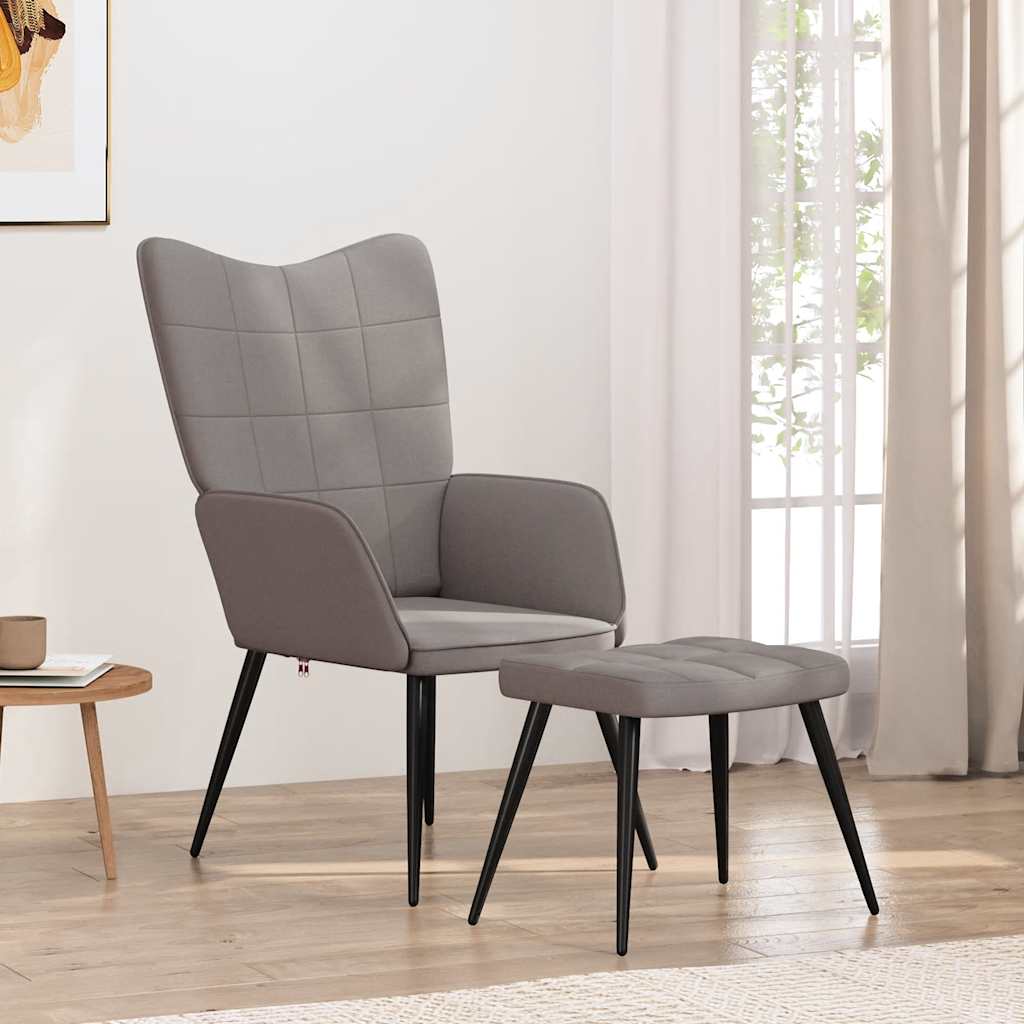 Relaxstoel met voetenbank stof taupe