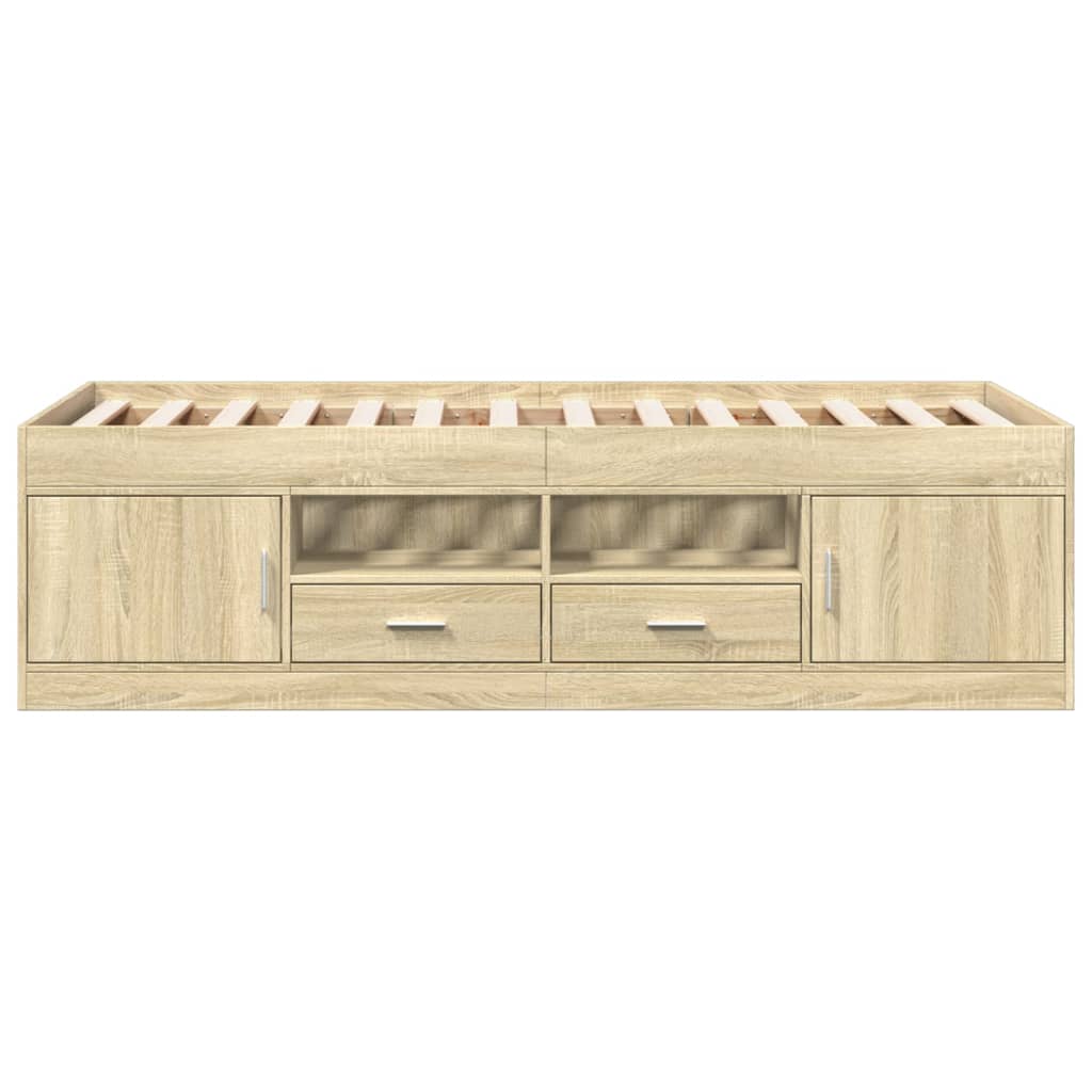 Slaapbank met lades zonder matras 100x200cm sonoma eikenkleurig – afbeelding 4