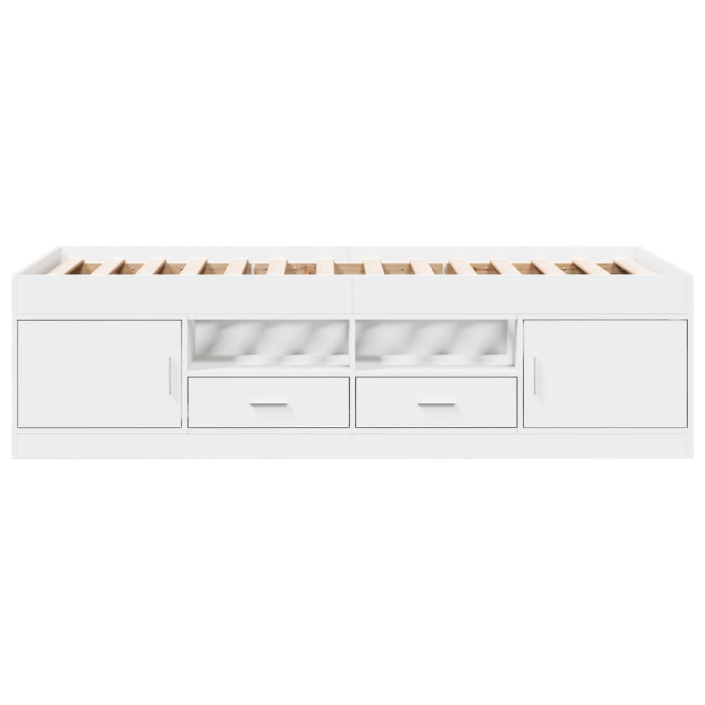 Slaapbank met lades zonder matras 90x200 cm wit – afbeelding 4