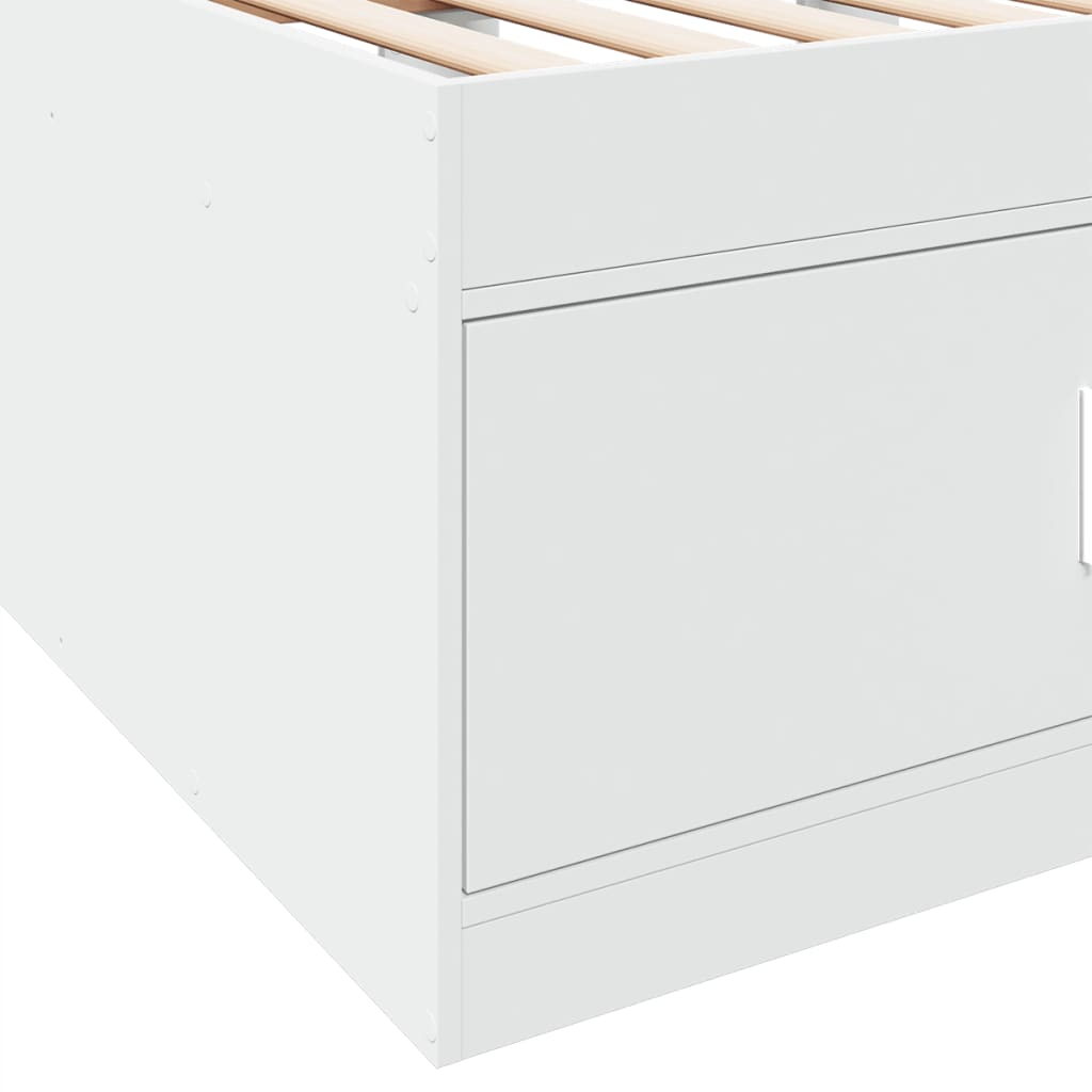 Slaapbank met lades zonder matras 90x200 cm wit – afbeelding 8