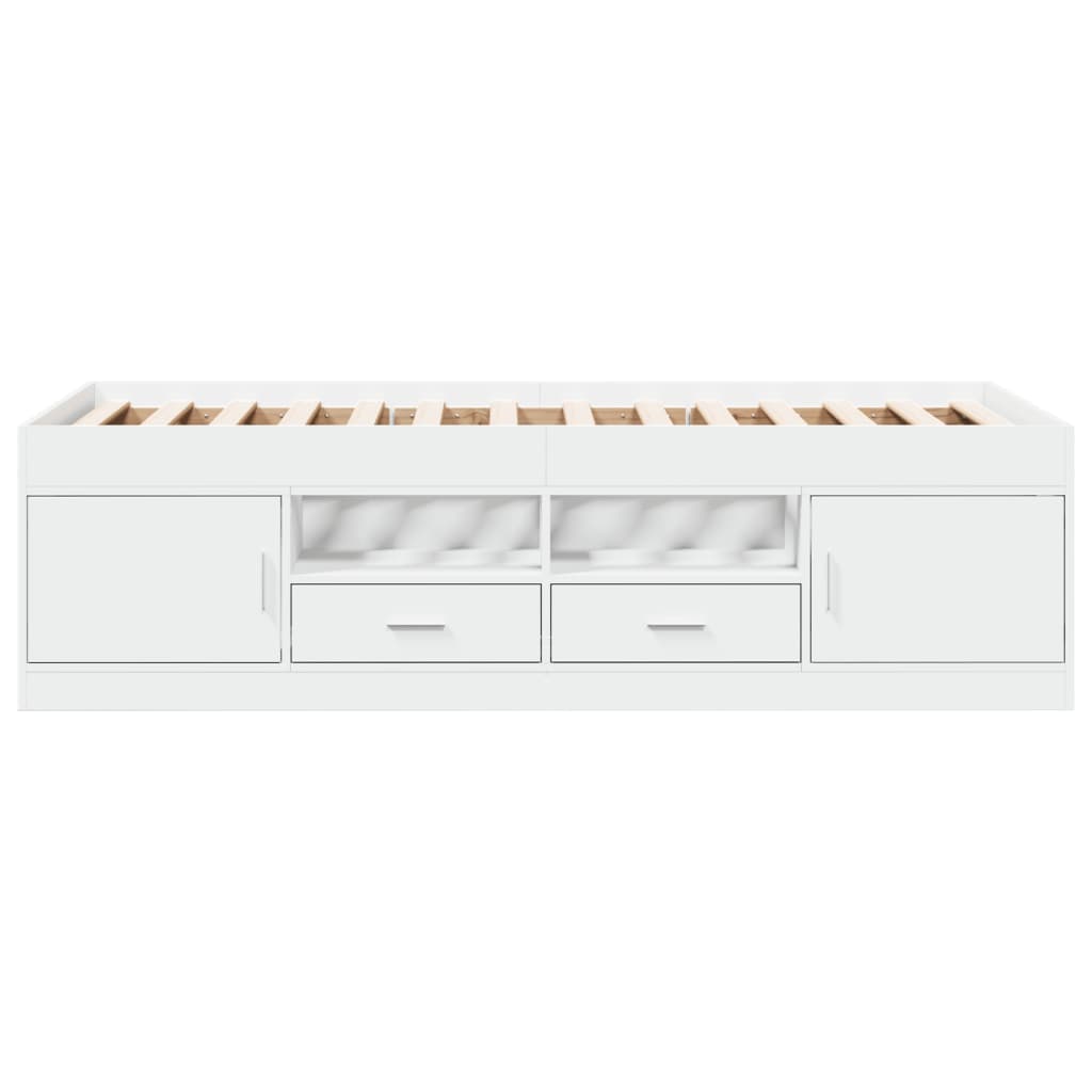 Slaapbank met lades zonder matras 90x190 cm wit – afbeelding 4