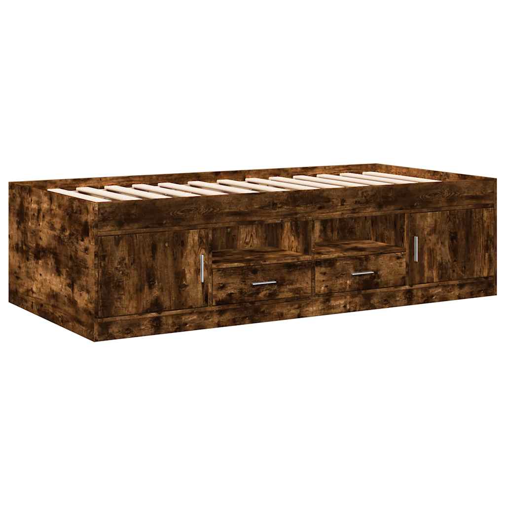 Slaapbank met lades zonder matras 90x190 cm gerookt eikenkleur – afbeelding 3
