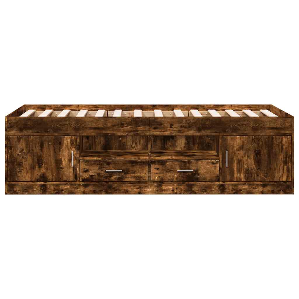 Slaapbank met lades zonder matras 90x190 cm gerookt eikenkleur – afbeelding 4